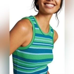 Anthropologie Maeve costal blue and green striped tank top sz xl